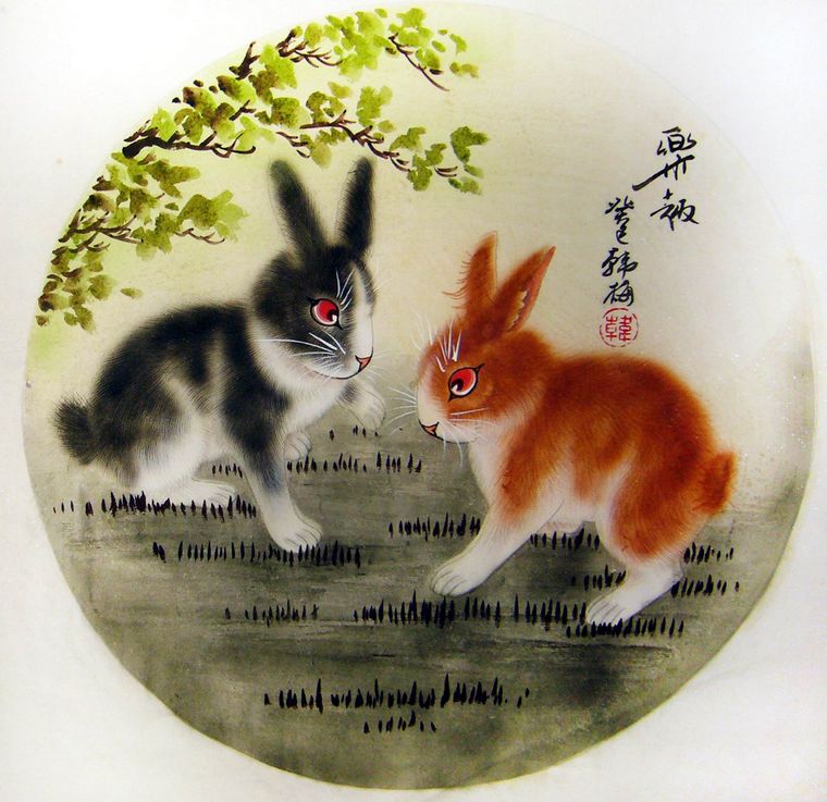 工筆畫小兔
