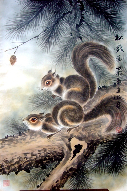 國畫松鼠圖