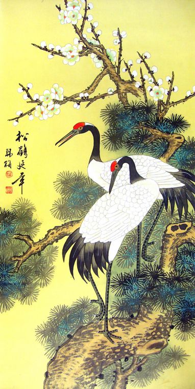 國畫松鶴延年
