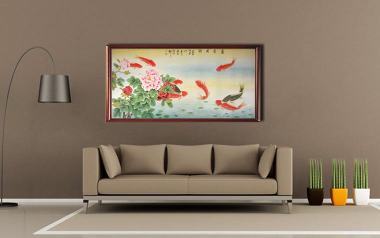 國畫精品九魚圖