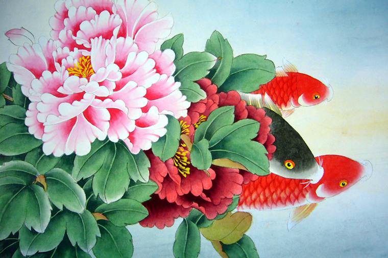 國畫精品九魚圖