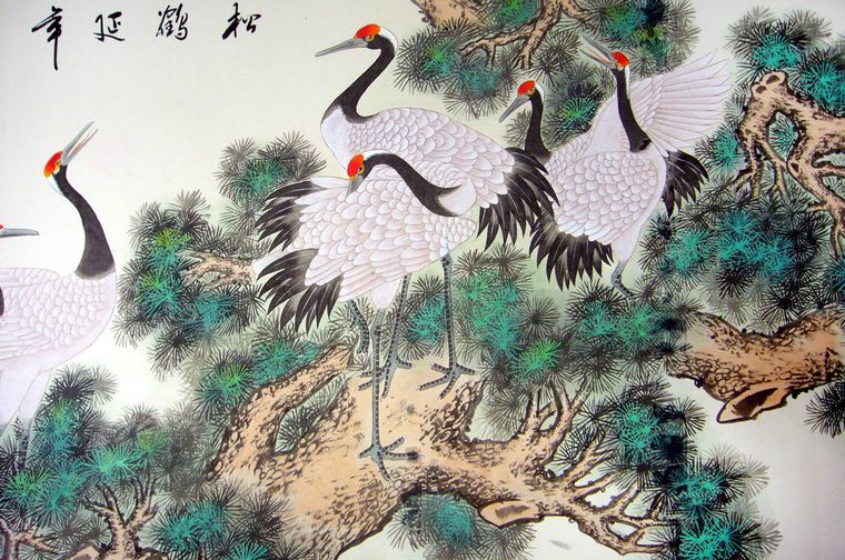 六尺國畫松鶴延年