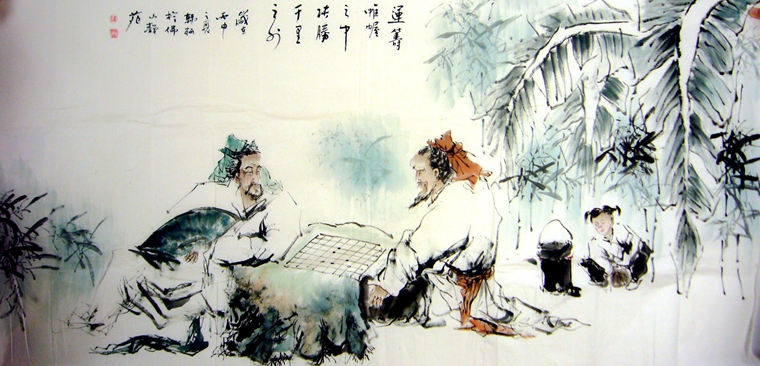 人物畫對弈圖