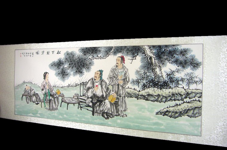 國(guó)畫松下對(duì)弈圖