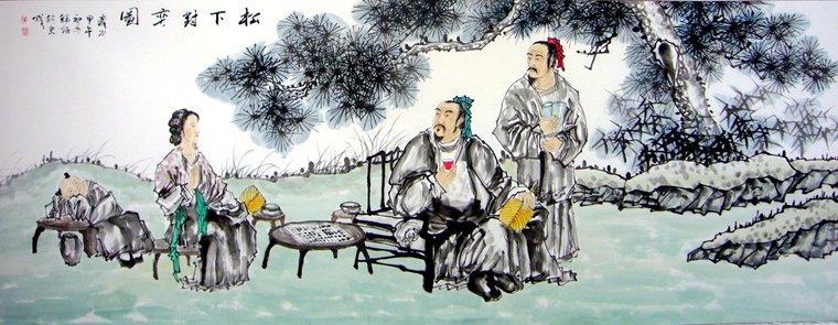 國(guó)畫松下對(duì)弈圖