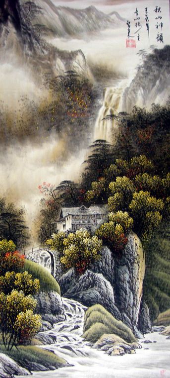 春夏秋冬山水畫(huà)四條屏