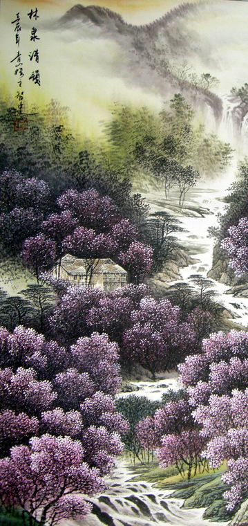 春夏秋冬山水畫(huà)四條屏