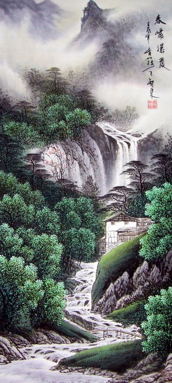 春夏秋冬山水畫(huà)四條屏