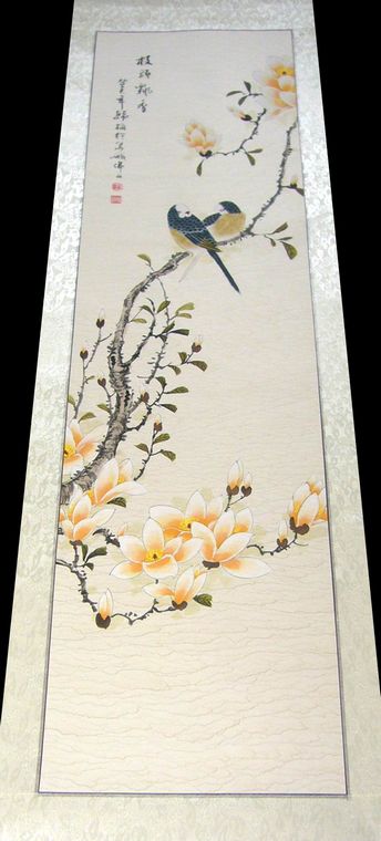 工筆花鳥國畫四條屏