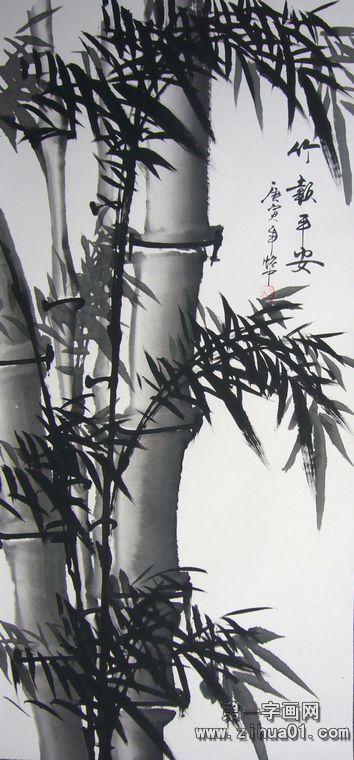三尺竹報平安圖